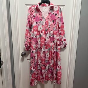Floral Pink and White Women's Dress